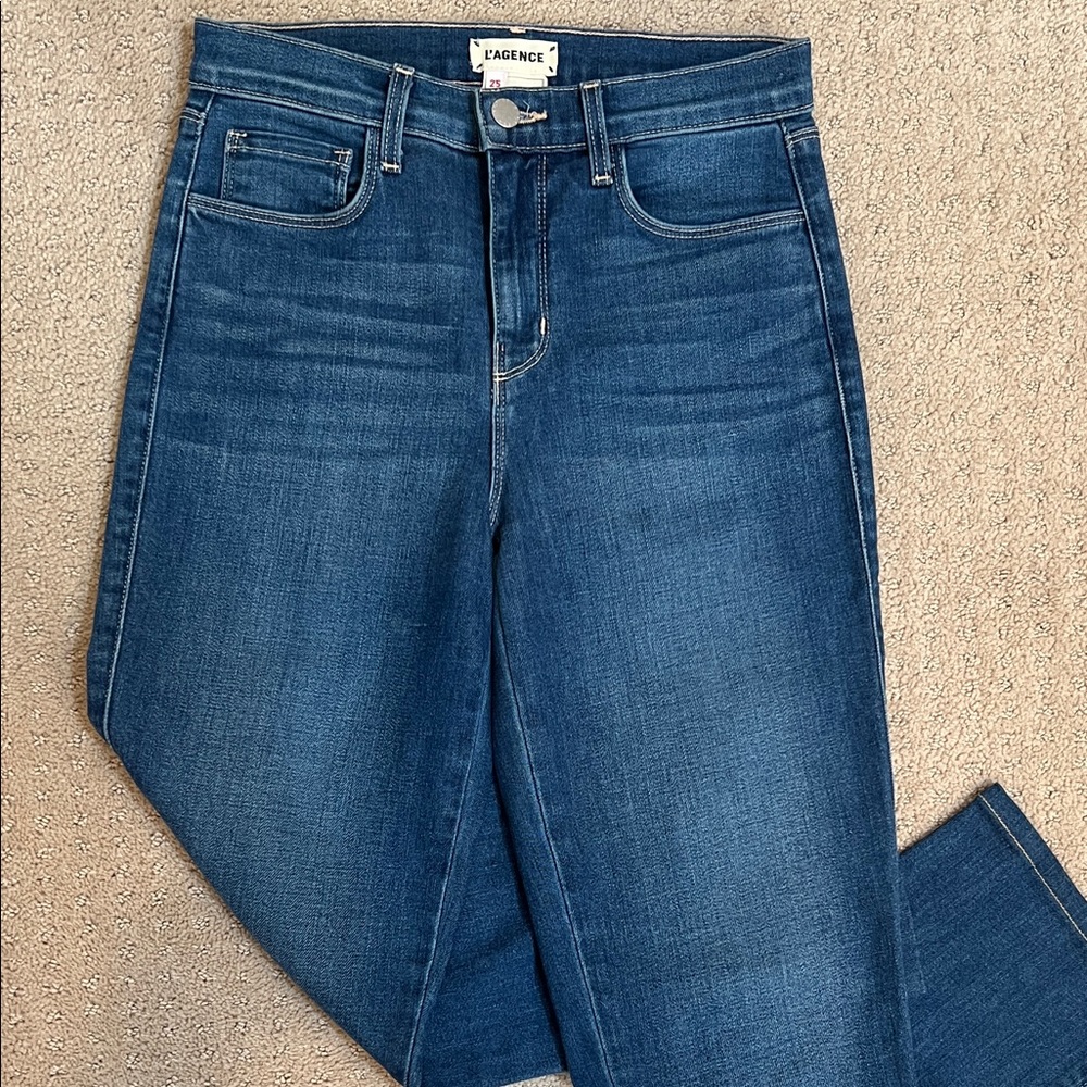 L'AGENCE Dark Blue Straight Leg Jeans